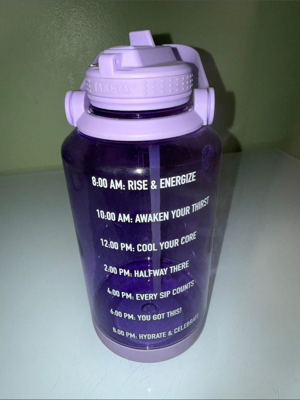 Takeya Purple Motivational Water Bottle - Daily Hydration Tracker